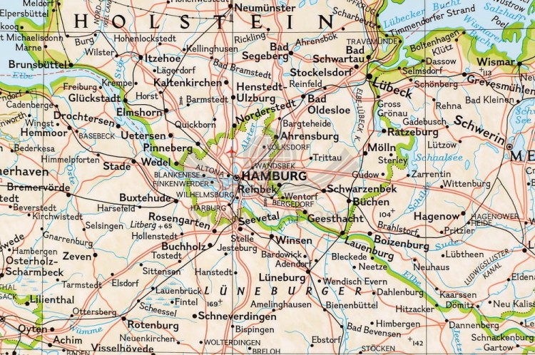 Niemcy 1:1 375 000. Mapa w wersji do wpinania wydawnictwa National Geographic. Fragment 4
