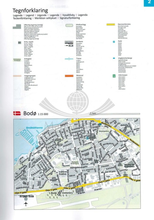 Norwegia 1:250 000 / 1:400 000. Atlas turystyczno-samochodowy wydawnictwa Freytag & Berndt. Plany miast - legenda