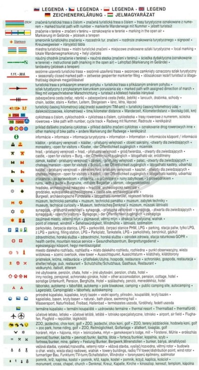 Białe Karpaty, Góry Inowieckie / Biele Karpaty, Povazsky Inovec. Mapa turystyczna 1074 wydawnictwa Shocart. Legenda