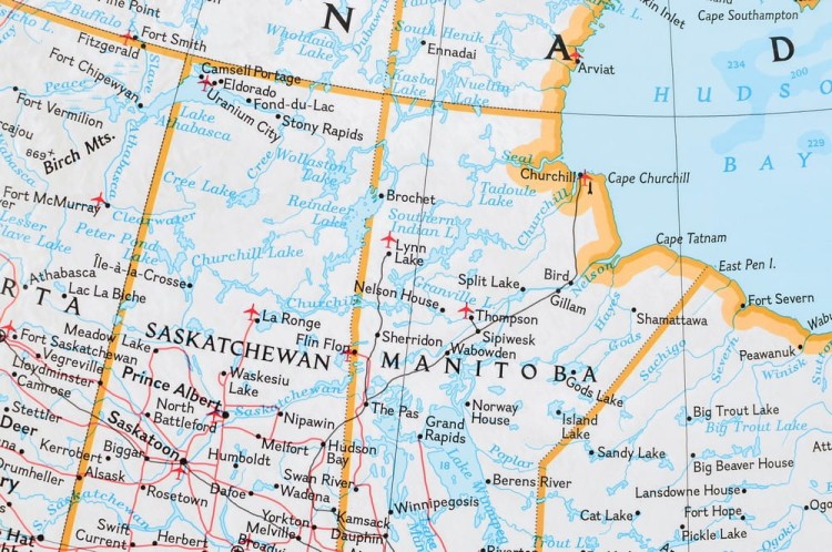 Ameryka Północna 1:8 950 000. Mapa ścienna polityczna. Wydawnictwo: National Geographic. Fragment 8