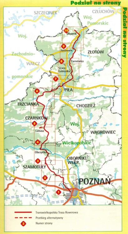 Transwielkopolska Trasa Rowerowa. Atlas rowerowy. Strona przykładowa - mapa  1