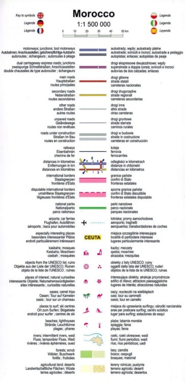 Maroko. Atlas Wysoki. Laminowana mapa trekkingowa wydawnictwa TerraQuest. Maroko - legenda