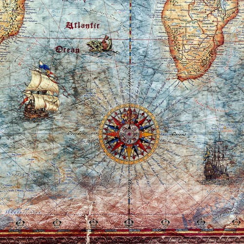Świat 1:33 000 000. Mapa ścienna ozdobna "antyczna" z węzłami. Fragment 12