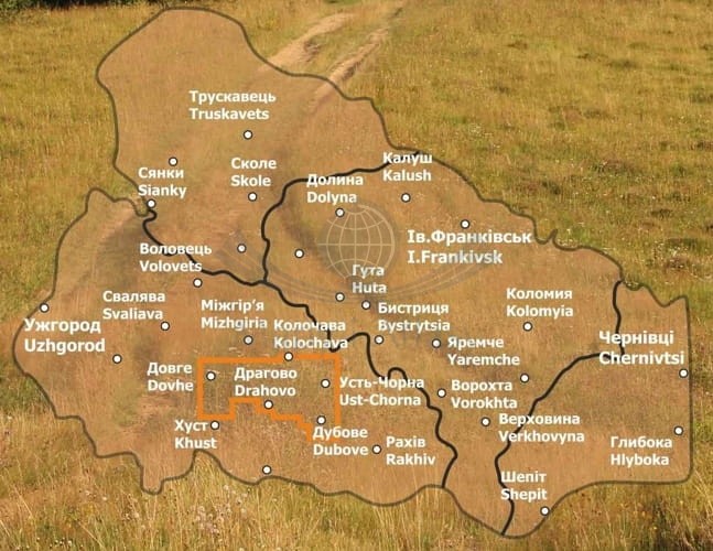 Połonina Krasna (Czerwona) 1:50 000. Wodoodporna mapa turystyczna wydawnictwa ASSA. Zasięg