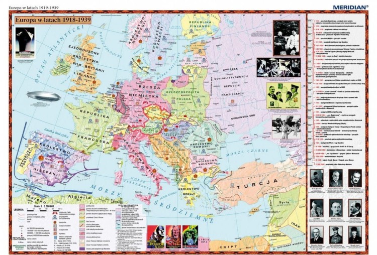 Europa w latach 1919-1939. Mapa ścienna wydawnictwa Meridian