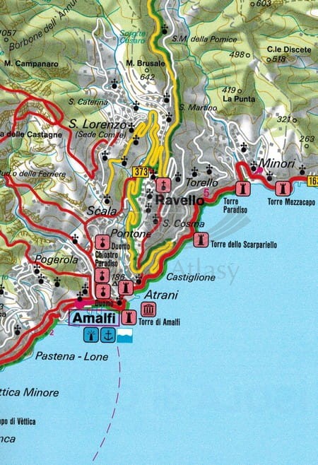 Zatoka Neapolitańska 1:50 000. Neapol, Ischia, Capri, Amalfitana. Mapa samochodowo-turystyczna wydawnictwa Freytag & Berndt. Fragment 2
