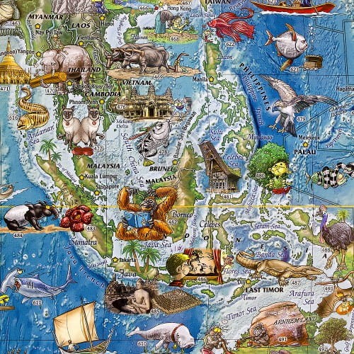 Świat Amazing World. Mapa ścienna dla dzieci. Fragment 1