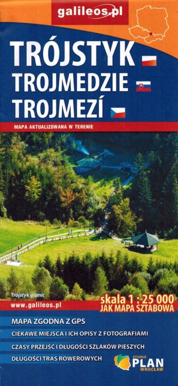 Pogranicze polsko-czesko-słowackie / Trójstyk. Mapa turystyczna wydawnictwa Galileos. Okładka