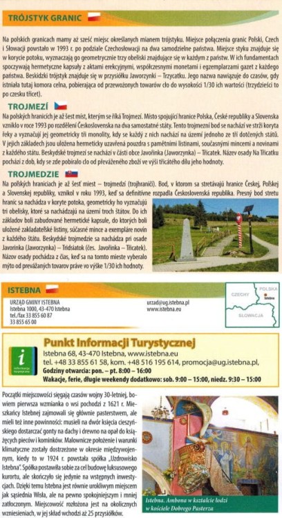 Pogranicze polsko-czesko-słowackie / Trójstyk. Mapa turystyczna wydawnictwa Galileos. Informator