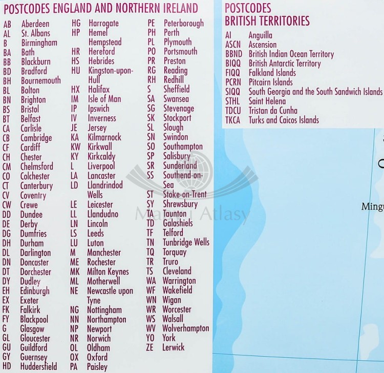 Wyspy Brytyjskie / Wielka Brytania 1:1 200 000. Mapa kodowa w ramie drewnianej. Wydawnictwo: Stiefel. Fragment 8