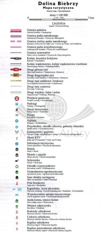 Dolina Biebrzy 1:100 000. Laminowana mapa turystyczna wydawnictwa Agencja TD. Legenda 1
