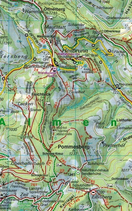 Grazer Bergland, Schockl, Almenland-Teichalm, Stubenbergsee. Mapa turystyczna WK 131 wydawnictwa Freytag & Berndt. Fragment 1