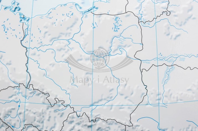 Europa 1:4 000 000. Mapa ścienna konturowa, hipsometryczna (ćwiczeniowa) wydawnictwa Meridian. Fragment 2