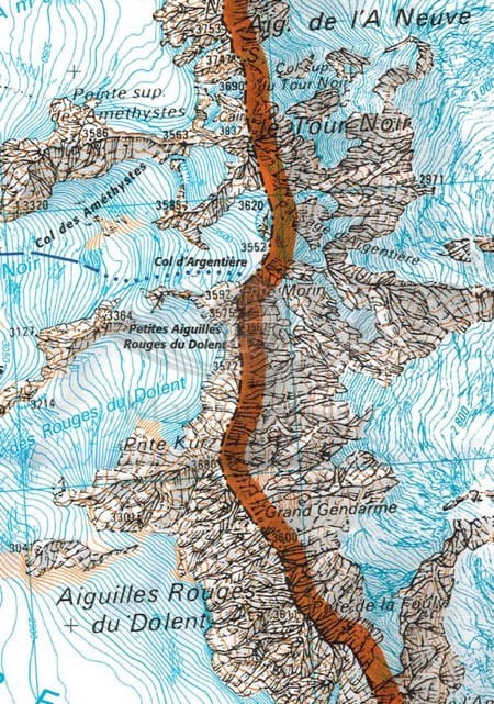 Chamonix. Masyw Mont Blanc. Mapa turystyczna 3630 OT wydawnictwa GN. Fragment 2