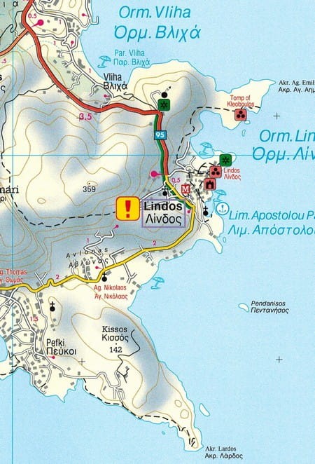 Rodos Mapa samochodowo-turystyczna Freytag & Berndt fragment 2