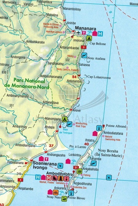 Madagaskar 1:1 000 000. Mapa samochodowo-turystyczna wydawnictwa Freytag & Berndt. Fragment 2