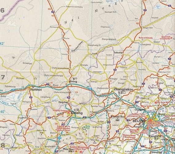 Chiny wschodnie 1:2 700 000. Foliowana mapa samochodowo-turystyczna wydawnictwa Reise Know-How. Fragment