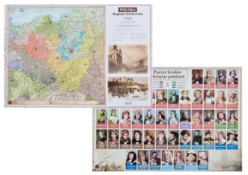 Polska. Regiony historyczne / Poczet królów i książąt polskich. Podkładka na biurko. Dwie strony