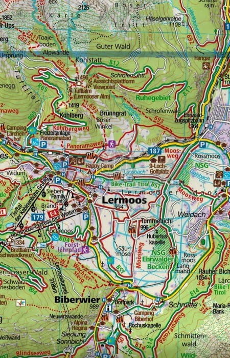 Wettersteingebirge, Zugspitzgebiet. Wodoodporna mapa turystyczna 5 wydawnictwa Kompass. Fragment 2