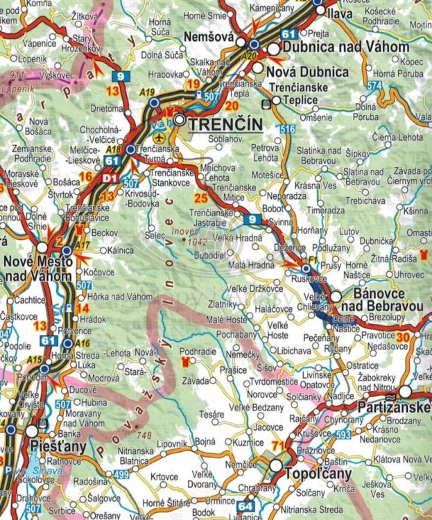 Czechy i Słowacja 1:500 000. Mapa samochodowa wydawnictwa Compass. Fragment 2
