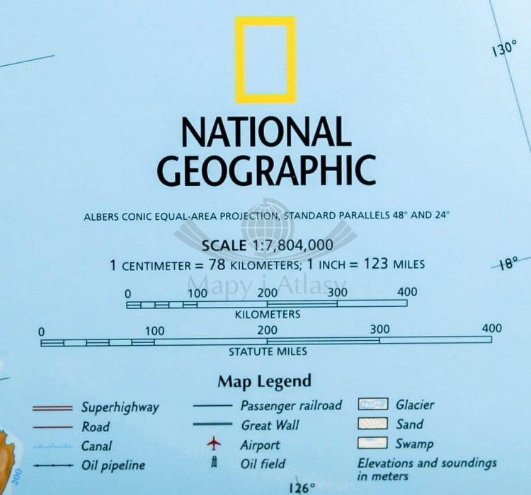 Chiny 1:7 804 000. Mapa w wersji magnetycznej. Wydawnictwo: National Geographic. Legenda