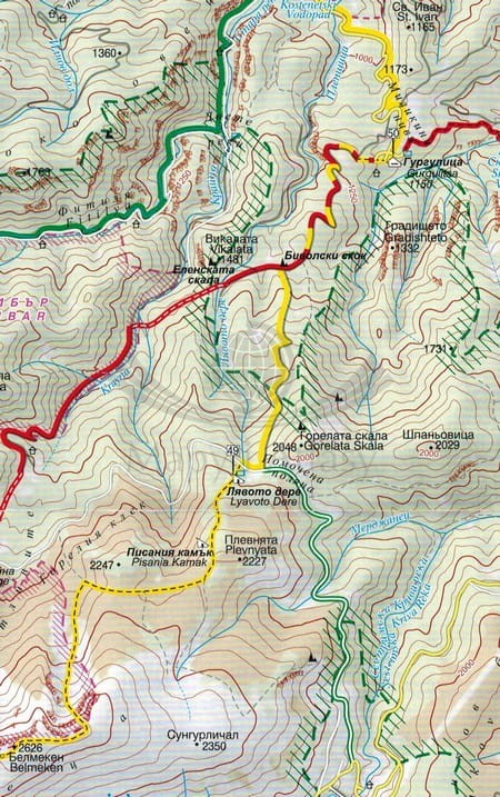 Riła 1:50 000. Mapa turystyczna wydawnictwa Domino. Fragment 2