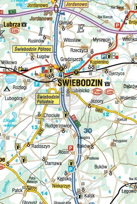 Województwo lubuskie dla zawodowców TIR. Mapa samochodowa wydawnictwa Demart. Fragment 2