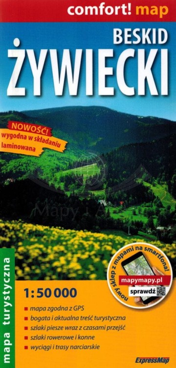 Beskid Żywiecki 1:50 000. Laminowana mapa turystyczna wydawnictwa ExpressMap. Okładka