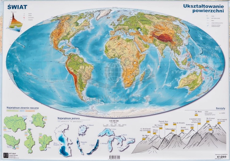 Świat. Mapa polityczna i fizyczna. Podkładka na biurko. Druga strona