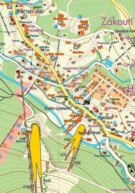 Jakuszyce, Harrachov, Szklarska Poręba. Laminowana mapa turystyczna wydawnictwa Galileos. Fragment 4