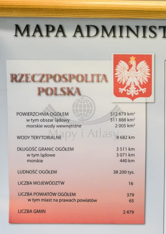 Polska 1:650 000. Mapa ścienna administracyjna wydawnictwa Meridian. Fragment 7