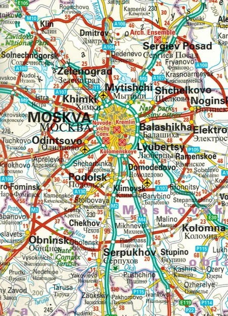 Rosja, część zachodnia. Wodoodporna mapa samochodowo-turystyczna wydawnictwa Reise Know-How. Fragment 2