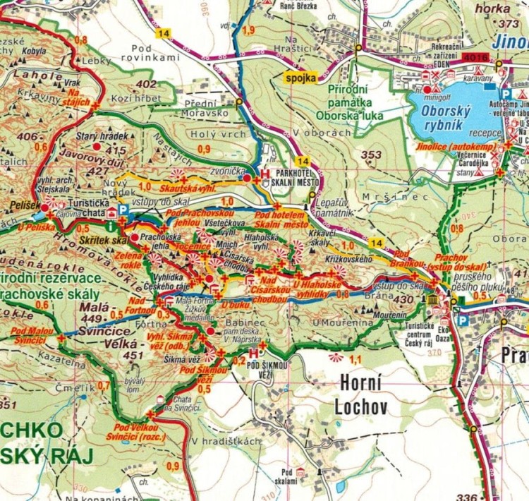 Czeski Raj 1:25 000. Mapa turystyczna 722 wydawnictwa Shocart. Fragment 1