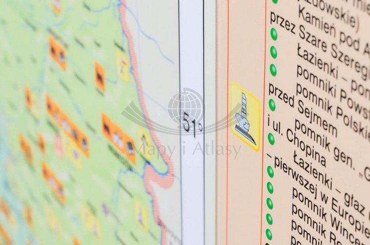 Polska. Dwustronna mapa ścienna krajoznawcza. Wydawnictwo: Meridian. Historia i kultura - fragment 7
