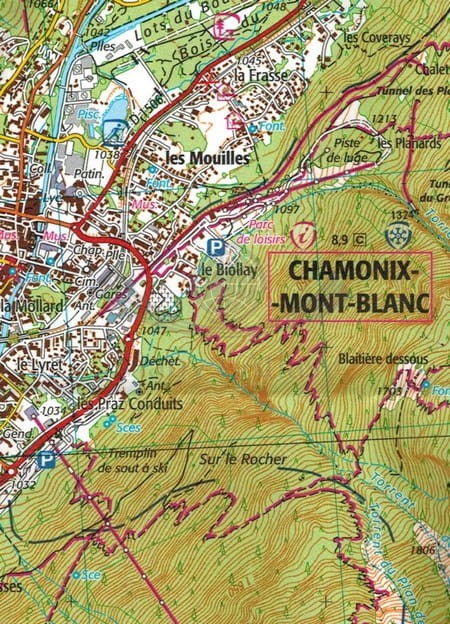 Chamonix. Masyw Mont Blanc. Mapa turystyczna 3630 OT wydawnictwa GN. Fragment 1