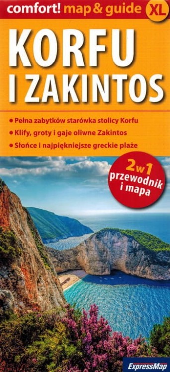 Korfu i Zakintos / Zakynthos. Laminowana mapa turystyczna + Miniprzewodnik wydawnictwa ExpressMap. Okładka