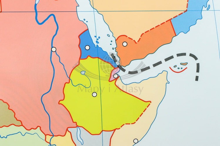 Świat 1:19 000 000. Dwustronna mapa ścienna polityczna / konturowa (do ćwiczeń). Strona konturowa - fragment 2