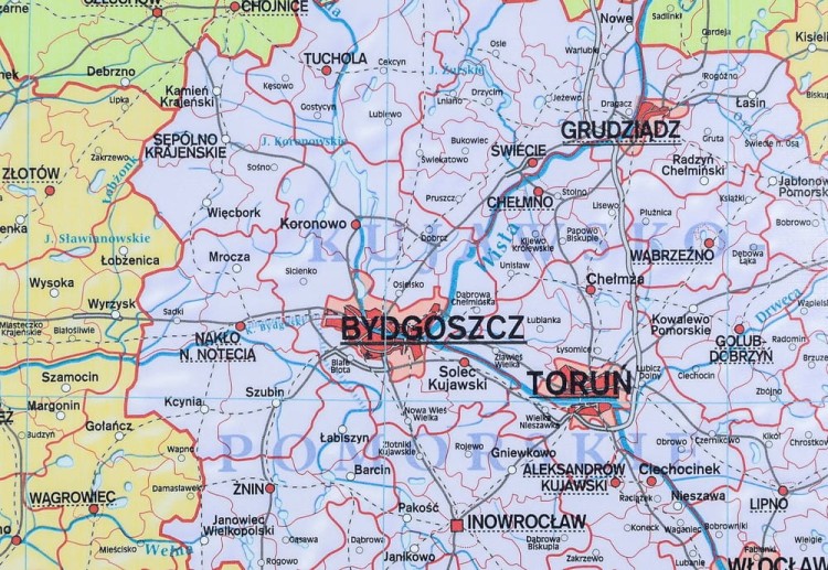 Polska 1:650 000. Mapa ścienna administracyjna wydawnictwa Meridian. Fragment 2