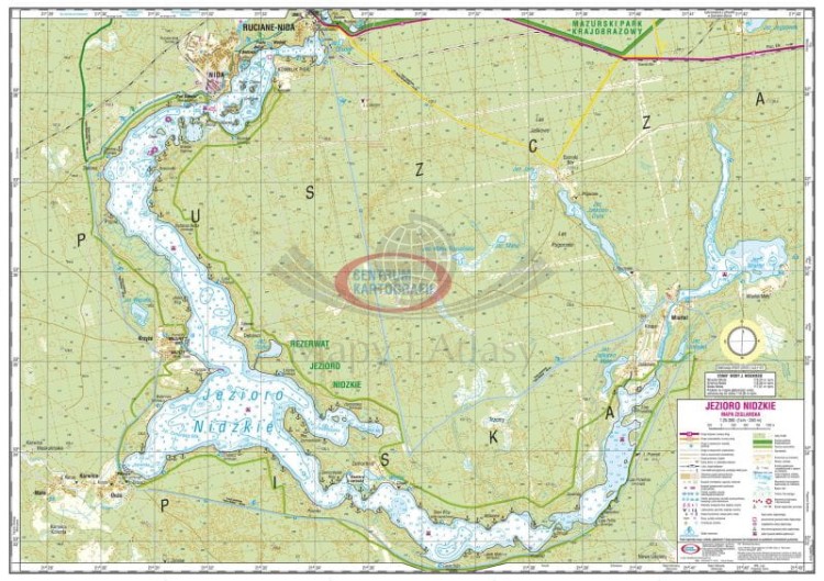 Jezioro Nidzkie 1:25 000. Laminowana mapa żeglarska. Strona 1