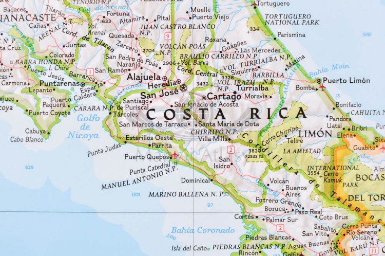 Ameryka Środkowa (Centralna). Mapa polityczna w ramie drewnianej. Wydawnictwo: National Geographic. Fragment 1