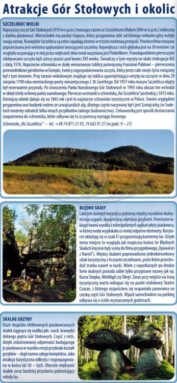 Park Narodowy Gór Stołowych 1:33 000. Laminowana mapa turystyczna wydawnictwa Galileos. Informator