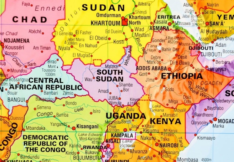 Świat 1:30 000 000. Mapa ścienna polityczna z flagami wydawnictwa Maps International. Fragment 1