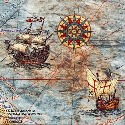 Świat 1:33 000 000. Mapa ścienna ozdobna "antyczna" z węzłami. Fragment 16