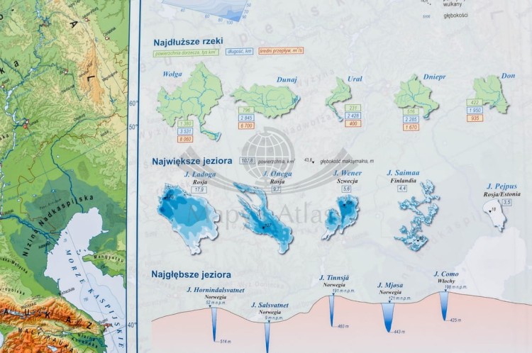 Europa. Mapa polityczna i fizyczna. Podkładka na biurko. Fragment 2