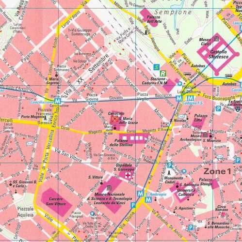 Mediolan 1:12 500. Mapa / Plan miasta wydawnictwa Freytag & Berndt. Fragment