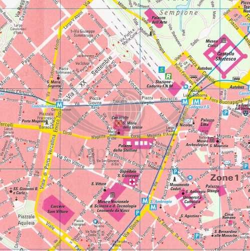Mediolan 1:12 500. Mapa / Plan miasta wydawnictwa Freytag & Berndt. Fragment