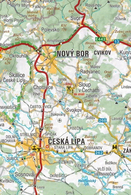 Decin i okolice. Czeskie Średniogórze, Saksonia, Czeska Szwajcaria. Plan miasta / Mapa turystyczna wydawnictwa Freytag & Berndt. Fragment 4