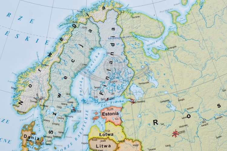 Europa. Mapa polityczna i fizyczna. Podkładka na biurko. Fragment 13