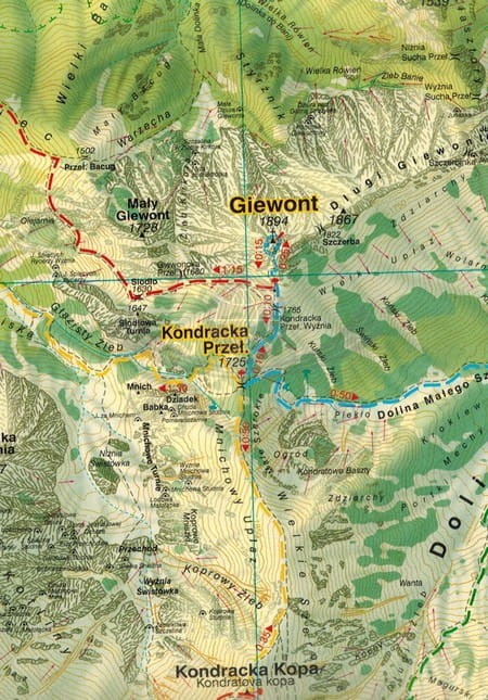 Tatry Polskie 3 w 1. Mapa turystyczna wydawnictwa WiT. Mapa 2 - fragment