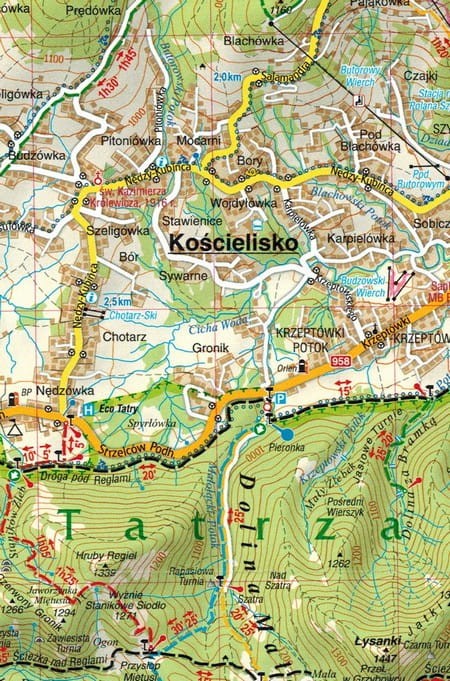 Tatry Polskie i Słowackie 1:40 000. Mapa turystyczna wydawnictwa Gauss. Fragment 3